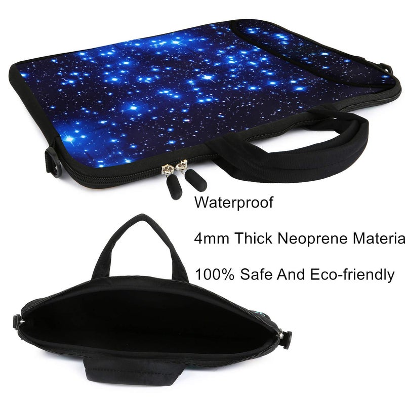 Violet Mist 11 11.6 12 13 Inch Laptop Shoulder Bag Carrying Case Laptop Sleeve Computer Messenger Bag Neoprene Zipper Waterproof Protective Tablet Handbag Handle Shoulder Strap, Blue Galaxy - Image 4
